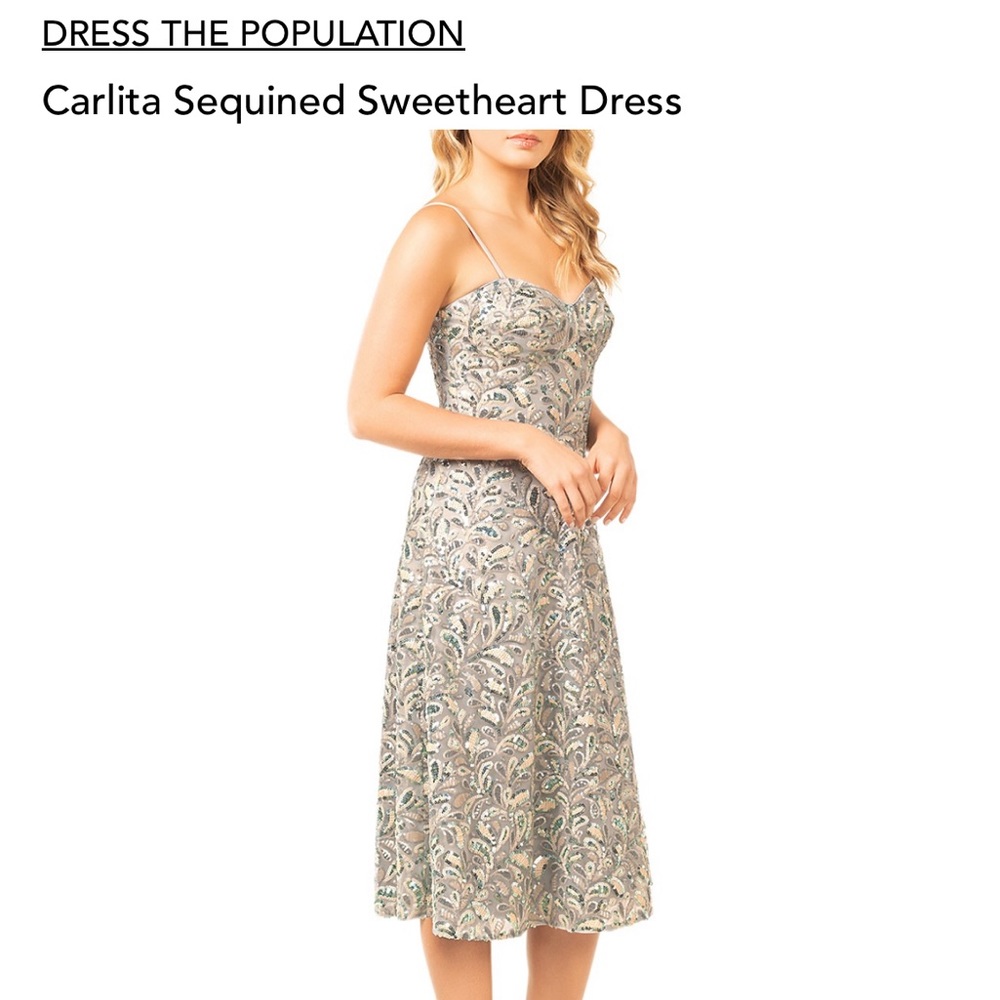 Dress the Population Women's Carlita Fit and Flare Midi Dress